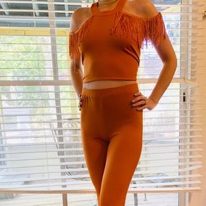 2 piece Matching Set, Flared Pants & Crop Top